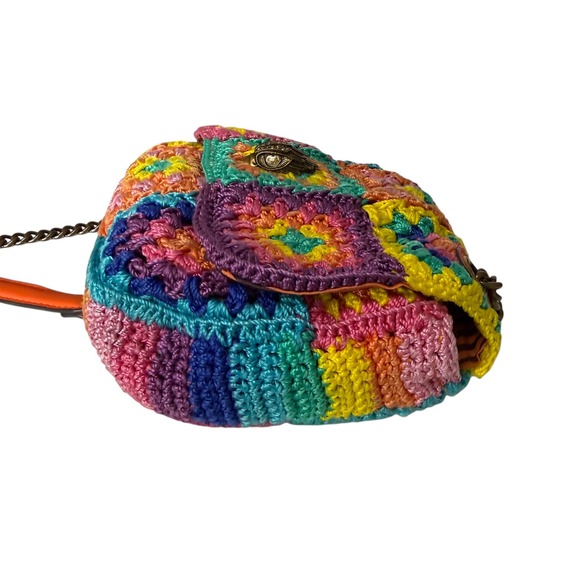 Kurt Geiger London Kensington Crochet Granny Square Colorful with Chain Strap - Picture 4 of 13